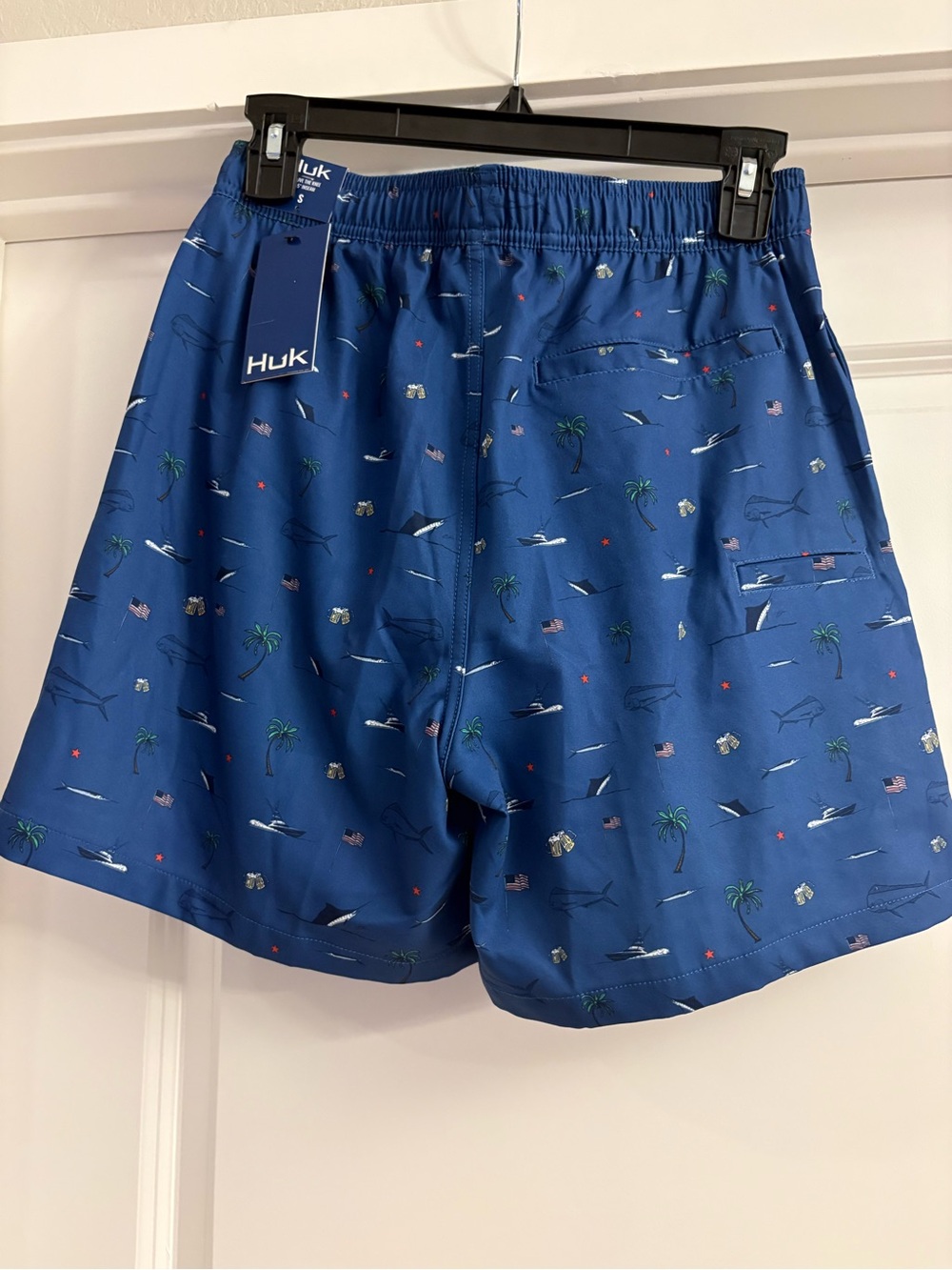 Huk Men's Navy Blue Tropical Print Hybrid Shorts